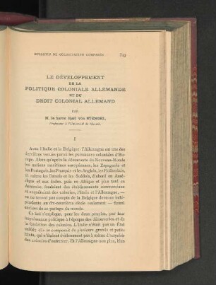 Le Développement De La Politique Coloniale Allemande Et Du Droit Colonial Allemand.
