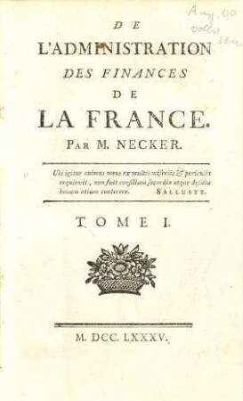 De l'administration des finances de la France, 1