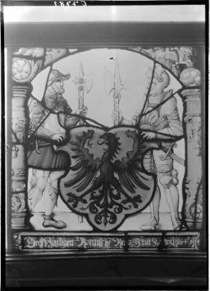 Rottweil Altes Rathaus - Bürgermeistersaal - Glasmalerei Wappenscheibe um 1540