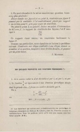 Sur quelques propriétes des fractions périodiques.