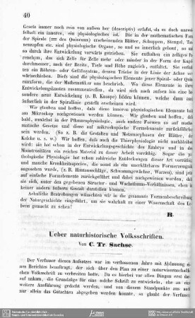 Ueber naturhistorische Volksschriften
