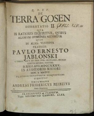 Dissertatio 2: In rationes inquiritur, quibus aliorum opiniones nituntur