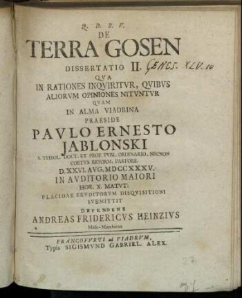 Dissertatio 2: In rationes inquiritur, quibus aliorum opiniones nituntur