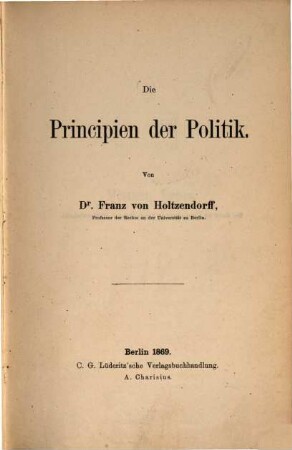 Die Principien der Politik