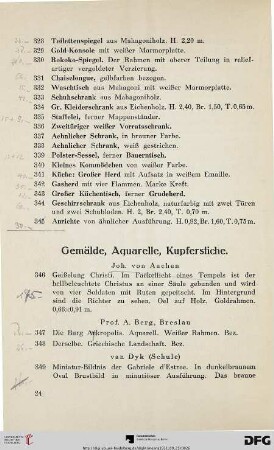 Gemälde, Aquarelle, Kupferstiche (Nr. 346-414)