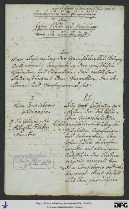 [fol. 1] Vom Consistorio ordinario