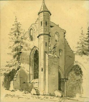 Allerheiligen Klosterruine von Norden - Turm am nördlichen Querhaus