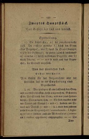Zweytes Hauptstück. Das Gefühl der Lust und Unlust.