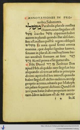 Annotationes in Proverbia Salomonis.