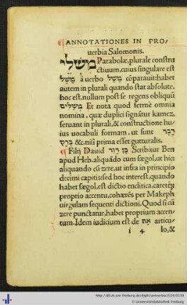 Annotationes in Proverbia Salomonis.