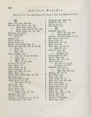 Zweites Register : Namen der evangelischen Prediger seit der Reformation