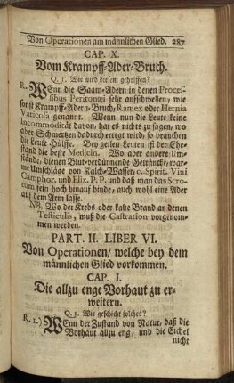 Liber VI. Von Operationen/ welche bey dem männlichen Glied vorkommen.