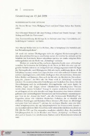 Gesamtsitzung am 15. Juli 2006