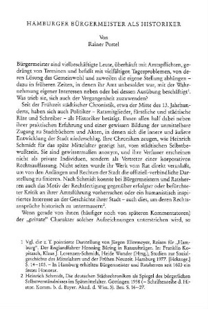 Hamburger Bürgermeister als Historiker