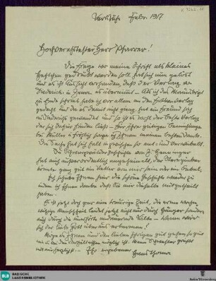 Brief von Hans Thoma an Karl Anton vom Februar 1917 - K 3262, 11