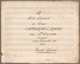 "Catharina Cornaro - Excerpts; Arr; cl; HenK WoO 117/1". - BSB Mus.Schott.Ha 7058-3