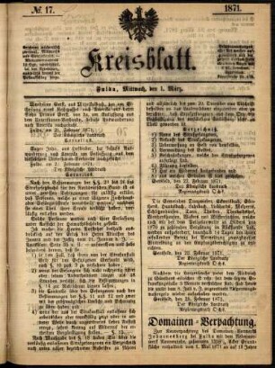 Ausgabe vom Mittwoch, den 01. März 1871.