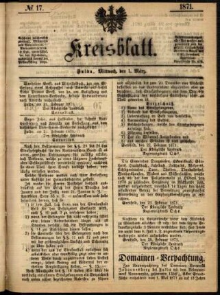 Ausgabe vom Mittwoch, den 01. März 1871.