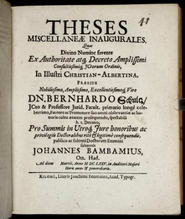 Theses Miscellaneae Inaugurales