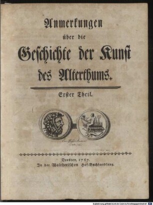 Anmerkungen über die Geschichte der Kunst des Alterthums