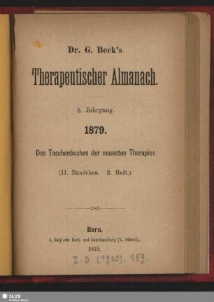 6.1879: G. Becks therapeutischer Almanach