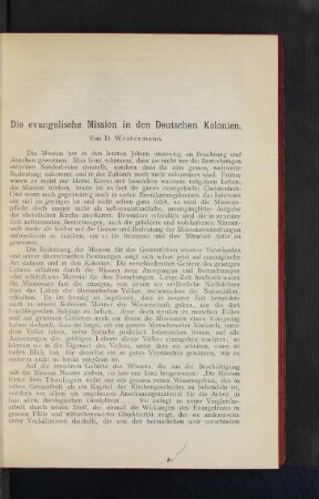 Die evangelische Mission in den Deutschen Kolonien.