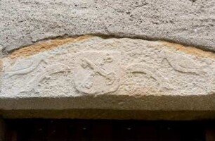 Frankreich. Midi Pyrenees. Tarn. Cordes sur Ciel. Mittelalterliche Stadt. Altes Holztor. Detail