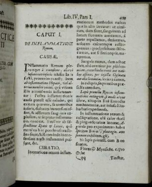 Caput I. De Inflammatione Renum.