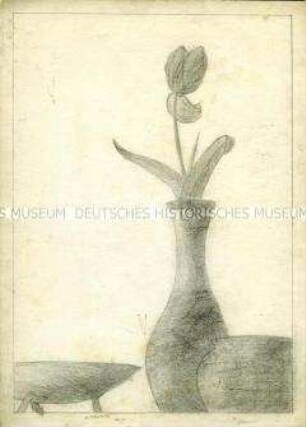 Stillleben mit Blumenvase und Schalen