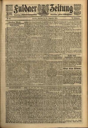 Fünfte Ausgabe vom Samstag, den 11. Dezember 1909.