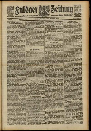 Erste Ausgabe vom Samstag, den 09. November 1912.