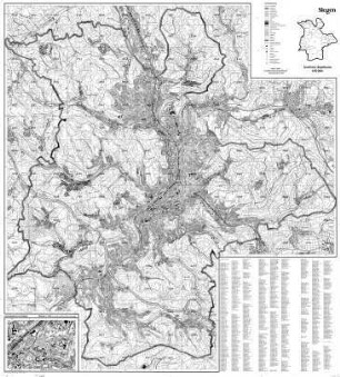 Amtliche Stadtkarte der Stadt Siegen mit Straßenverzeichnis