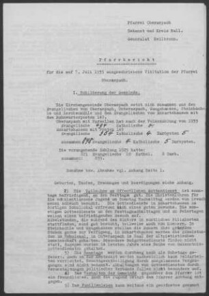 Oberaspach: Pfarrbericht 1935
