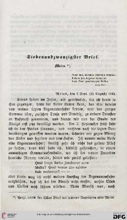 Siebenundzwanzigster Brief: Melos