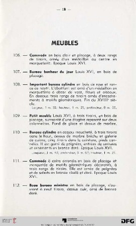 Meubles (Nr. 106-128)