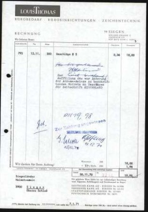 Firmenbriefkopf Thomas, Louis, Bürobedarf - Büroeinrichtung - Zeichentechnik