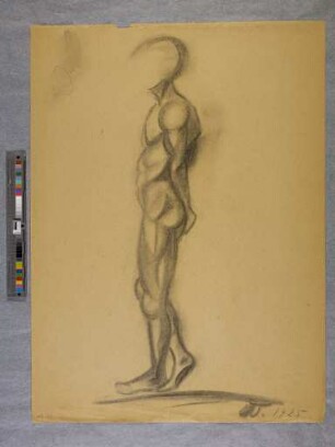 o. T. (Stehender Akt nach links; aus dem Unterricht - Aktzeichnen - bei Oskar Schlemmer)