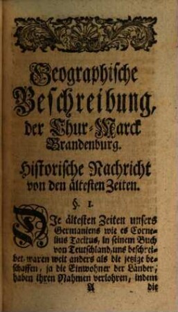 Brandenburgischer Atlas Oder Geographische Beschreibung Der Chur-Marck Brandenburg, Und des dasigen Adels