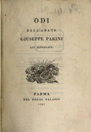 Odi Dell'Abate Giuseppe Parini Già Divolgate