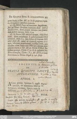 Locus III. De Gratia Spiritus Sancti Applicatrice.