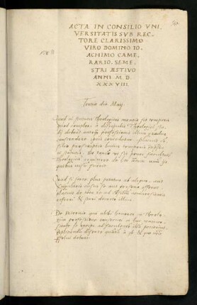 Sommerhalbjahr 1538. Rektorat Joachim Camerarius
