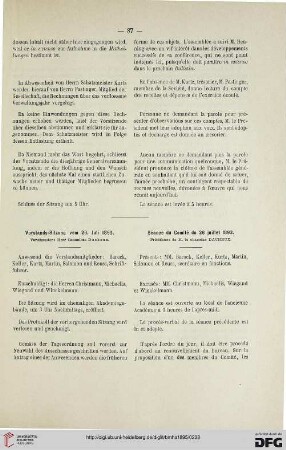 Vorstands-Sitzung vom 26. Juli 1893 / Séance du Comité du 26 juillet 1893