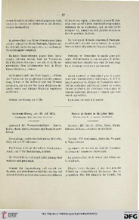 Vorstands-Sitzung vom 26. Juli 1893 / Séance du Comité du 26 juillet 1893