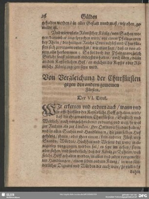 Von Vergleichung der Churfürsten gegen den andern gemeinen Fürsten