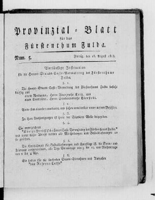 Num. 5., Ausgabe vom 18. August 1815