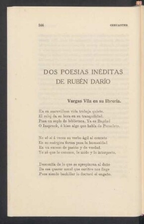 Dos poesías inéditadas de Rubén Darío