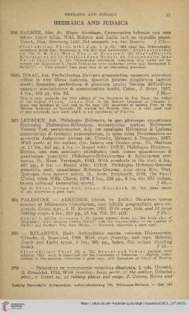 Hebraica and Judaica (No. 366 - 372)