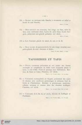 Tapisseries et Tapis (Nr. 360 - 364)