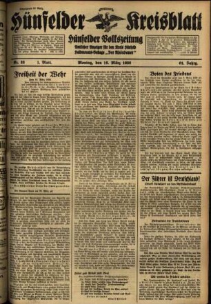Erste Ausgabe vom Montag, den 16. März 1936.