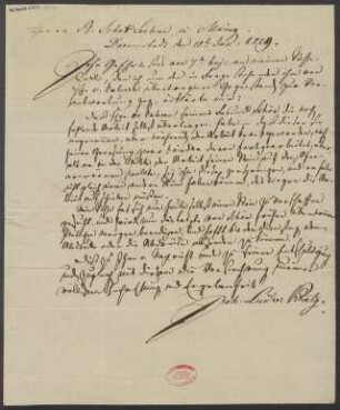 Brief an B. Schott's Söhne : 10.01.1829